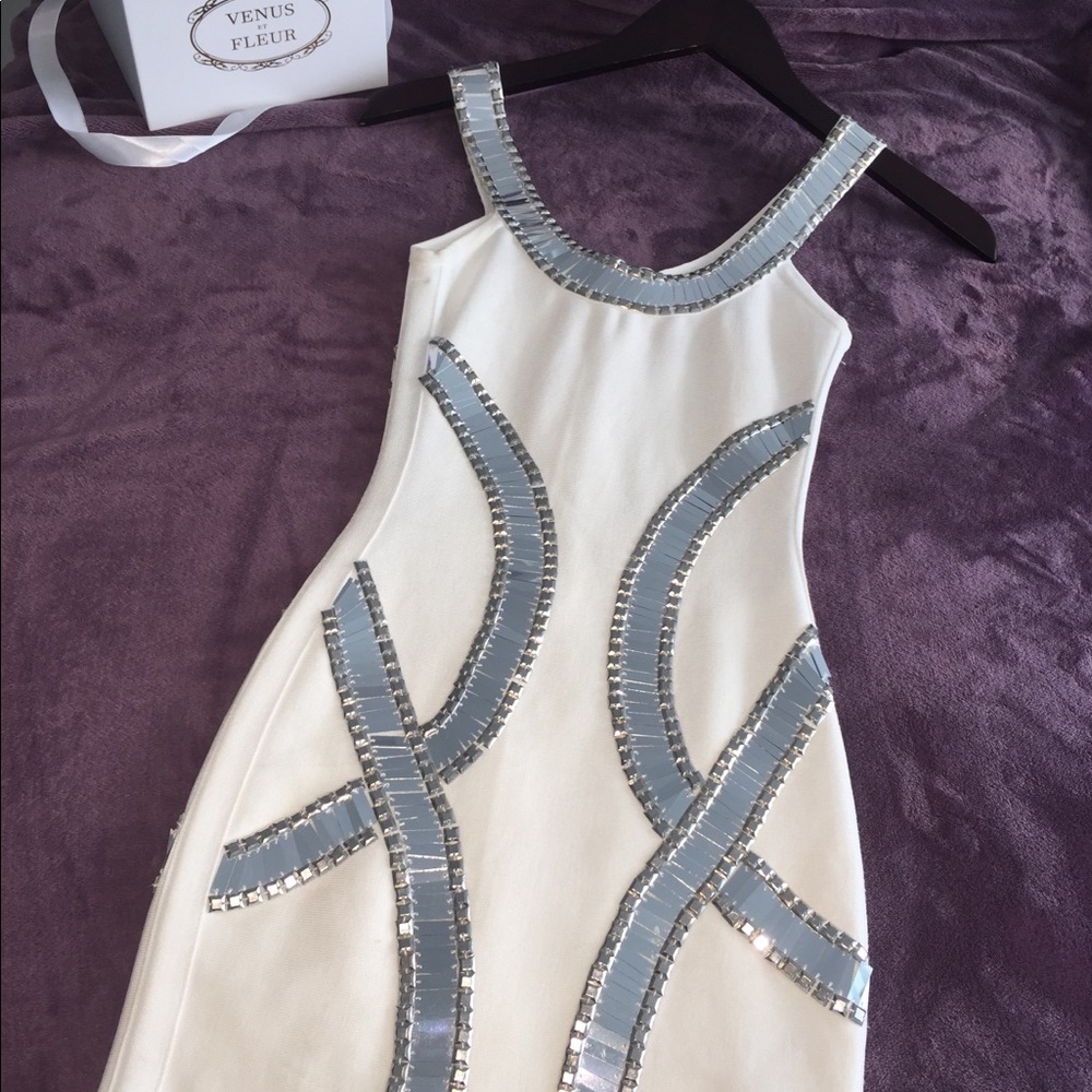 New Years Eve White Tight silver and white dress
